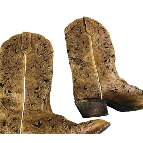 Laredo Mid Calf Womens Cowgirl Western Pointed Upper Balance Leather Boots 6M - Picture 2 of 15